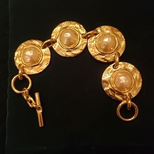 Oranium Paris gold tone and faux baroque Pearl 1950s bracelet